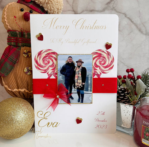 Christmas Candy Cane Photo Card