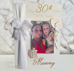 White & Gold Birthday Girl Photo Card