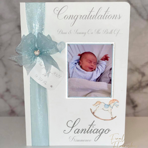 Baby Blue Rocking Horse Photo Card