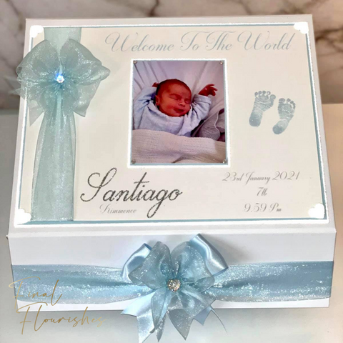 Baby Boy Footprints Memory Box