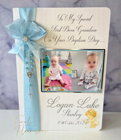 Baptism & Rosary Beads Photo Card