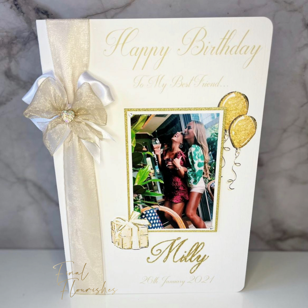 Gold Birthday Girl Photo Card