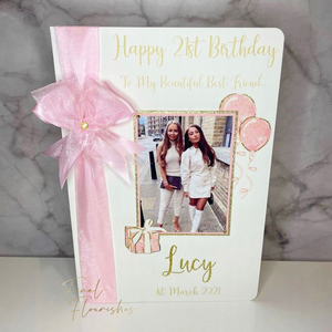 Pink Birthday Girl Photo Card