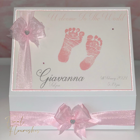 Pink Footprints Memory Box