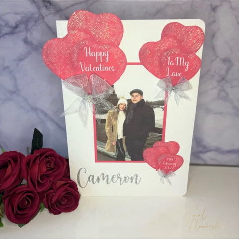 Deluxe Valentine's Heart Balloons Photo Card